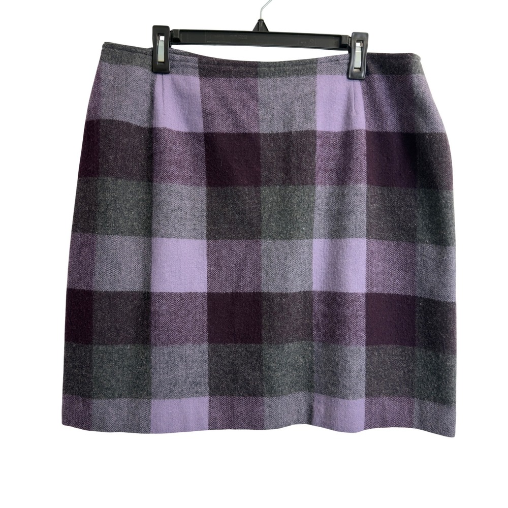 Style & Co Woman Purple Plaid Wool Blend Mini Skirt Plus Size 16W Lined Winter
